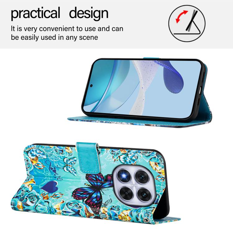 For Redmi Note 14 Pro 4G Colored Drawing Pattern Plain Weave Leather Phone Case