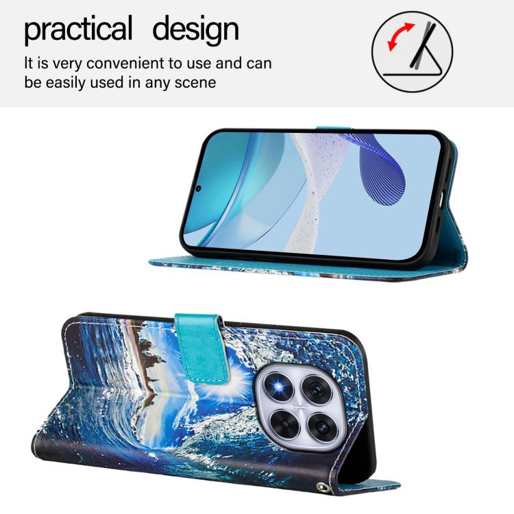 For Redmi Note 14 Pro 4G Colored Drawing Pattern Plain Weave Leather Phone Case
