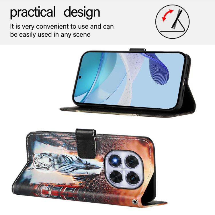 For Redmi Note 14 Pro 4G Colored Drawing Pattern Plain Weave Leather Phone Case