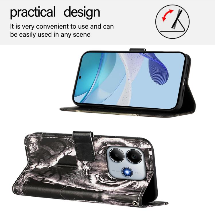 For Redmi Note 14 5G Global Colored Drawing Pattern Plain Weave Leather Phone Case