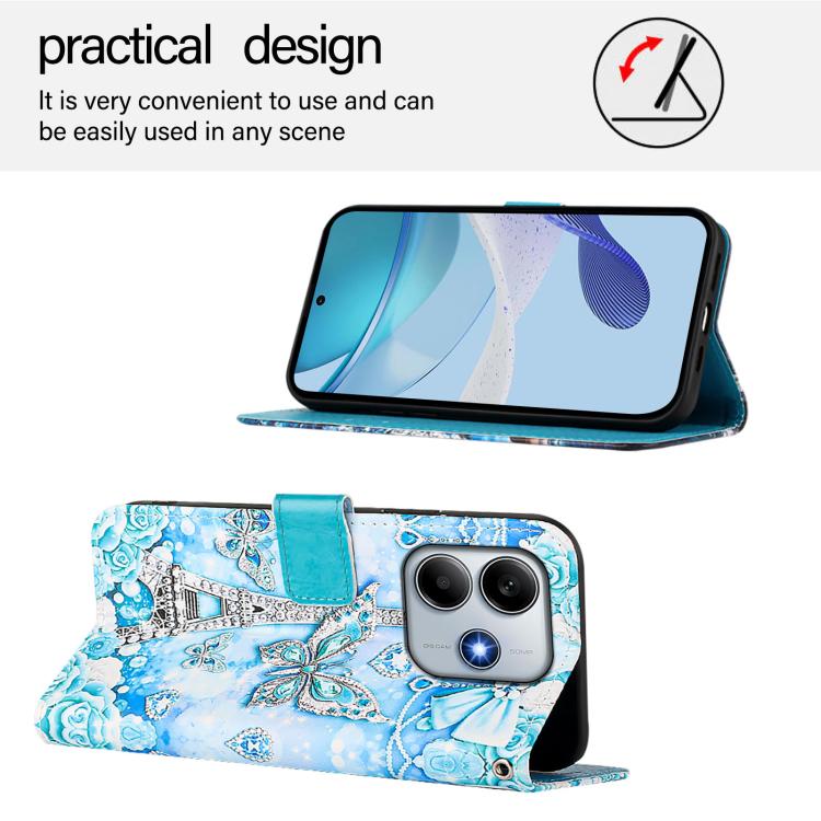 For Redmi Note 14 5G Global Colored Drawing Pattern Plain Weave Leather Phone Case