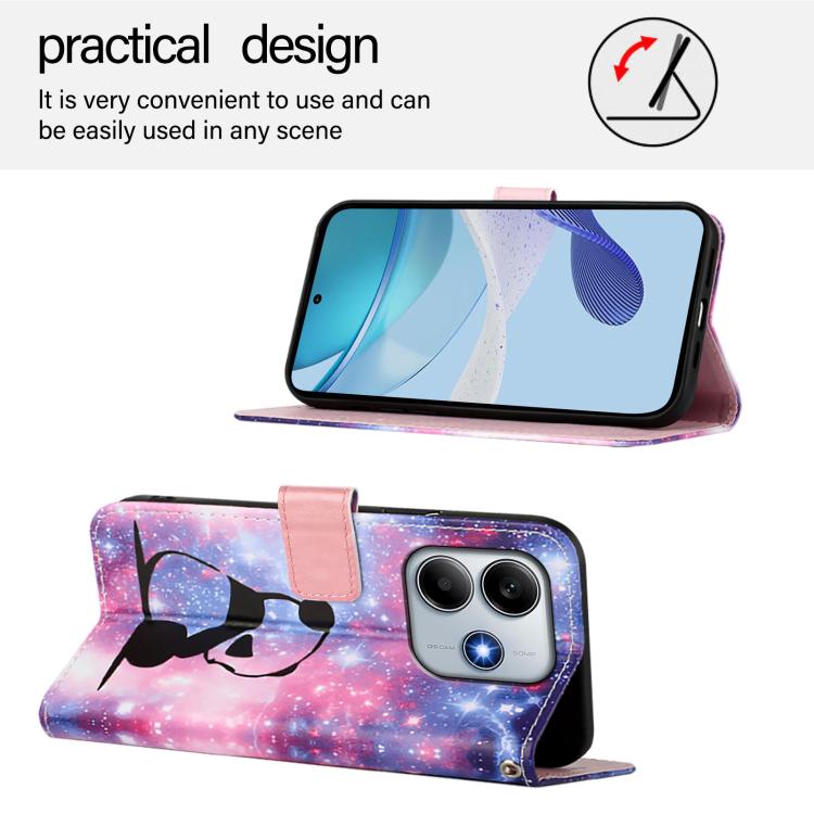 For Redmi Note 14 5G Global Colored Drawing Pattern Plain Weave Leather Phone Case
