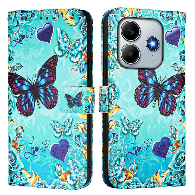 For Redmi Note 14 5G Global Colored Drawing Pattern Plain Weave Leather Phone Case
