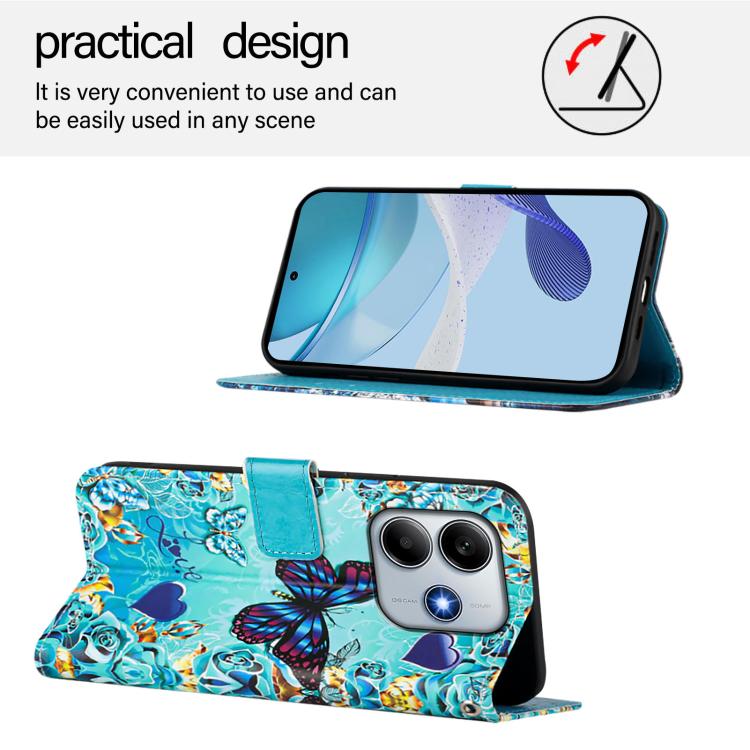 For Redmi Note 14 5G Global Colored Drawing Pattern Plain Weave Leather Phone Case