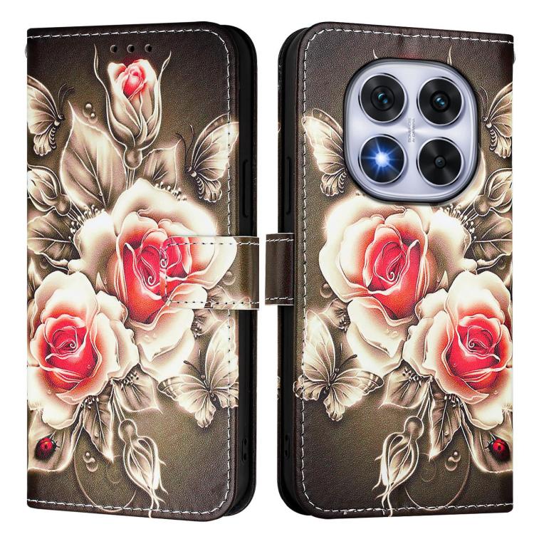 For Redmi Note 14 Pro / 14 Pro+ 5G Global Colored Drawing Pattern Plain Weave Leather Phone Case