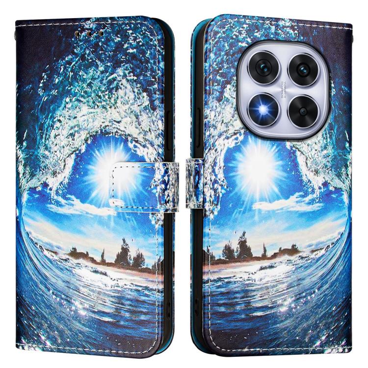 For Redmi Note 14 Pro / 14 Pro+ 5G Global Colored Drawing Pattern Plain Weave Leather Phone Case