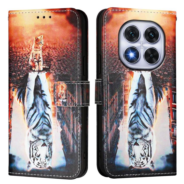 For Redmi Note 14 Pro / 14 Pro+ 5G Global Colored Drawing Pattern Plain Weave Leather Phone Case