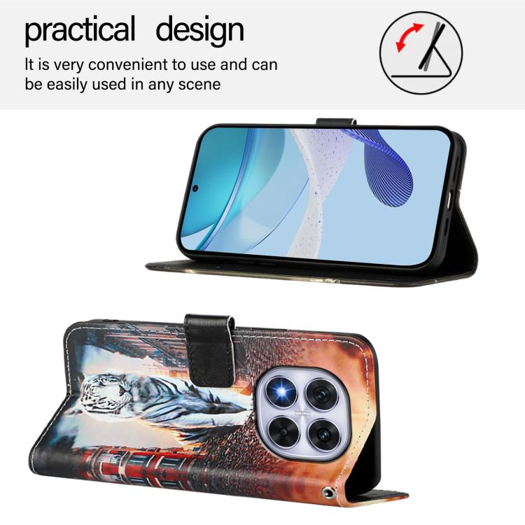 For Redmi Note 14 Pro / 14 Pro+ 5G Global Colored Drawing Pattern Plain Weave Leather Phone Case
