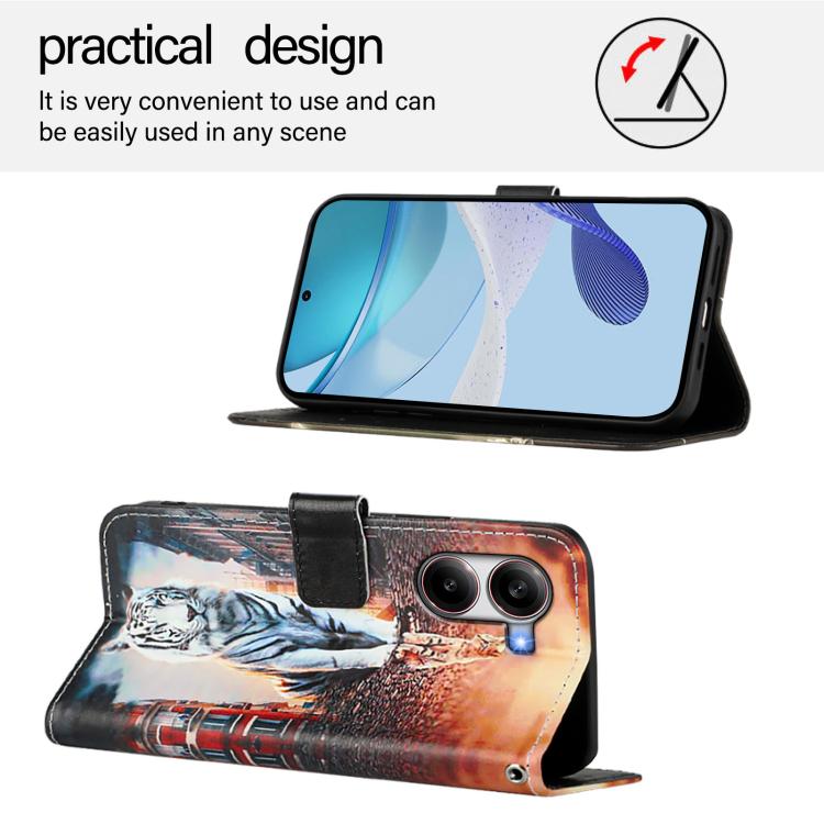 For Redmi  Turbo 4 Colored Drawing Pattern Plain Weave Leather Phone Case