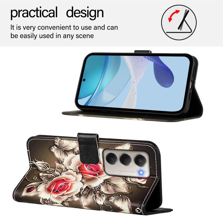 For Redmi 15 5G Global / 15 4G SEA 169mm Colored Drawing Pattern Plain Weave Leather Phone Case