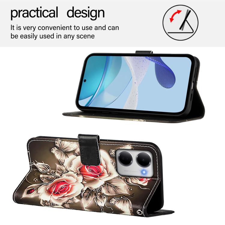 For Redmi 15a 5G Colored Drawing Pattern Plain Weave Leather Phone Case