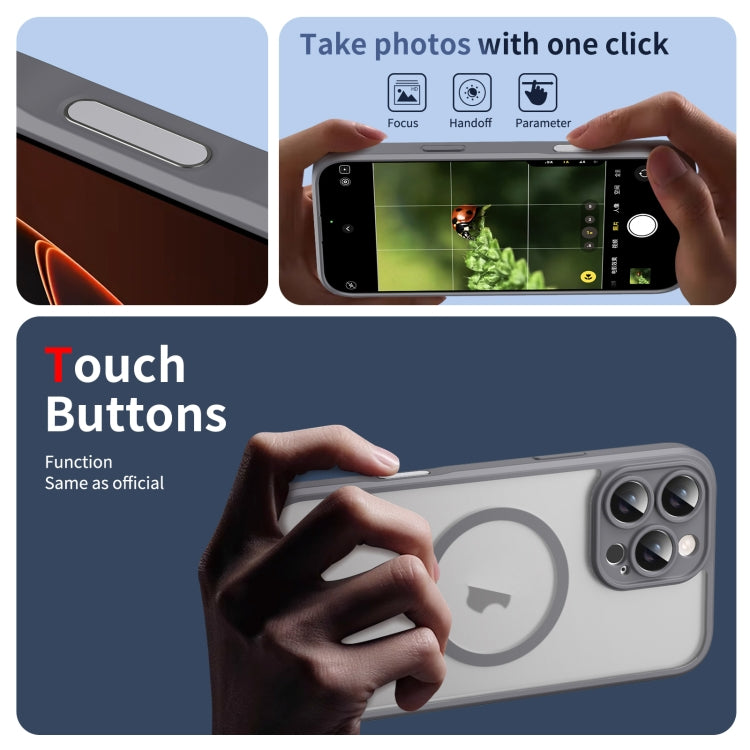 For iPhone 16 Pro Max Translucent Frosted MagSafe Phone Case with AI Button