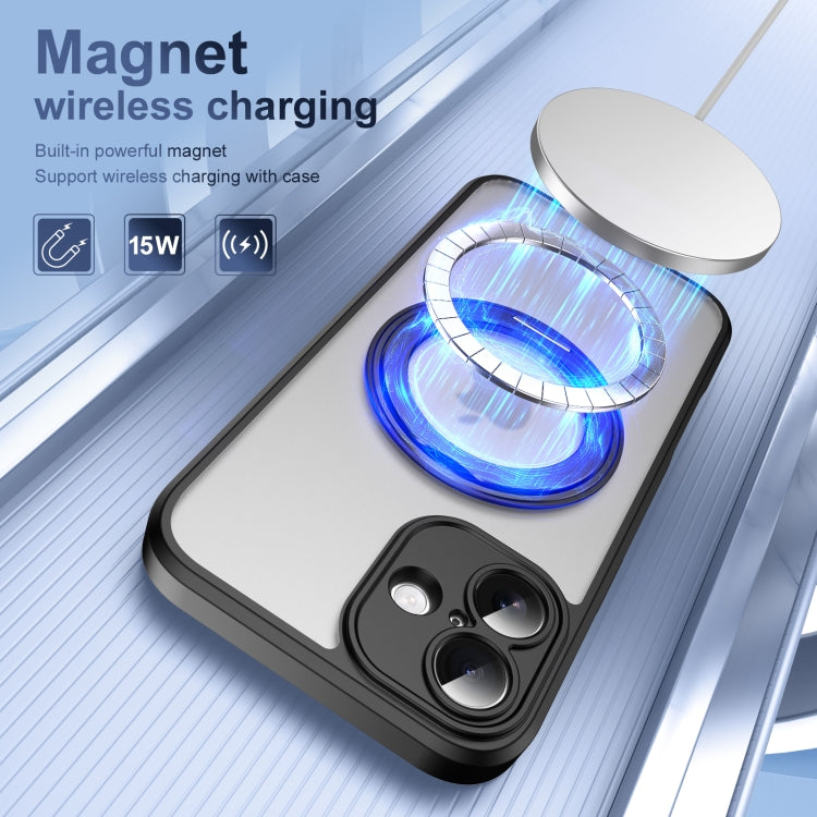 For iPhone 16 Translucent Frosted MagSafe Rotating Holder Phone Case with AI Button