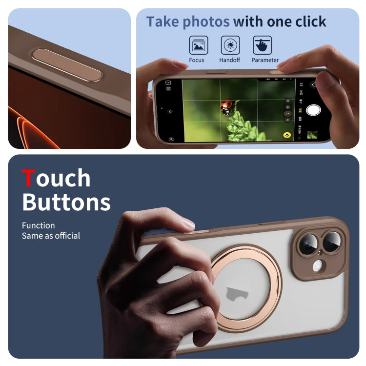 For iPhone 16 Translucent Frosted MagSafe Rotating Holder Phone Case with AI Button