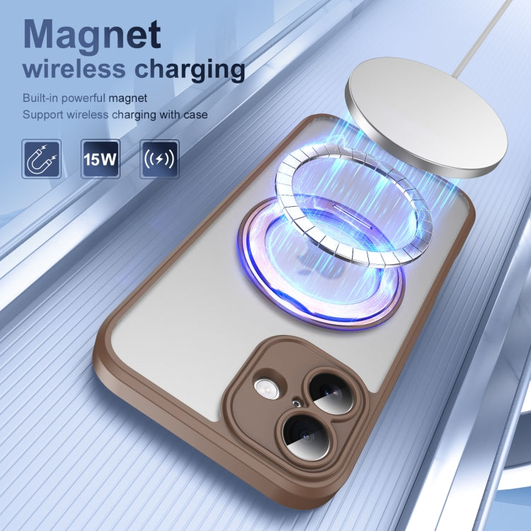 For iPhone 16 Translucent Frosted MagSafe Rotating Holder Phone Case with AI Button