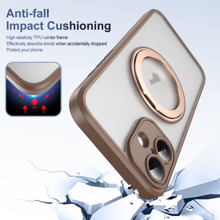 For iPhone 16 Translucent Frosted MagSafe Rotating Holder Phone Case with AI Button