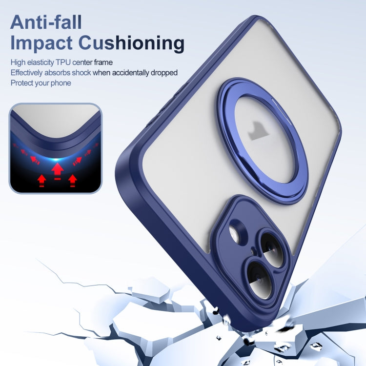 For iPhone 16 Translucent Frosted MagSafe Rotating Holder Phone Case with AI Button