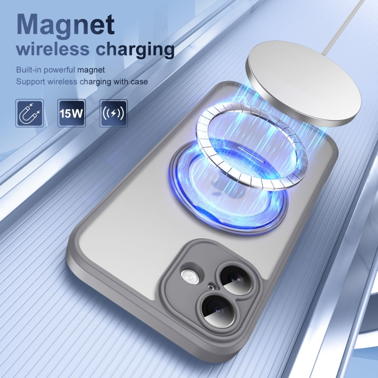 For iPhone 16 Translucent Frosted MagSafe Rotating Holder Phone Case with AI Button