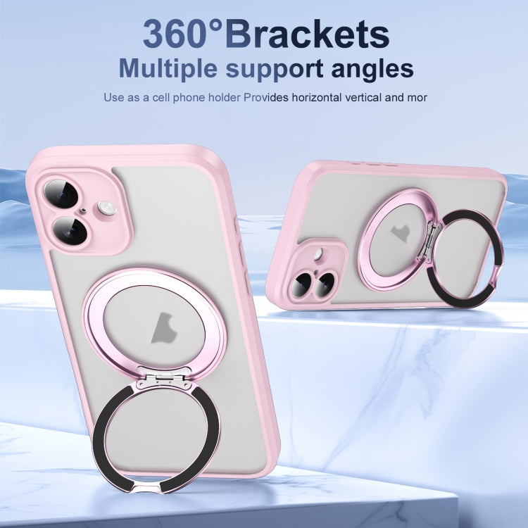 For iPhone 16 Plus Translucent Frosted MagSafe Rotating Holder Phone Case with AI Button