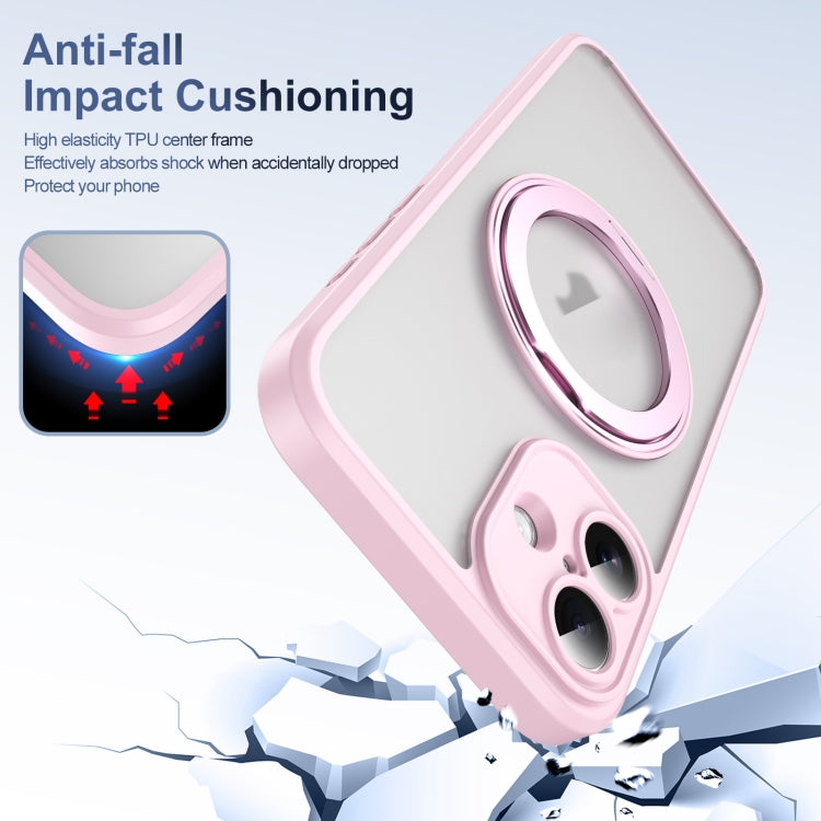 For iPhone 16 Plus Translucent Frosted MagSafe Rotating Holder Phone Case with AI Button