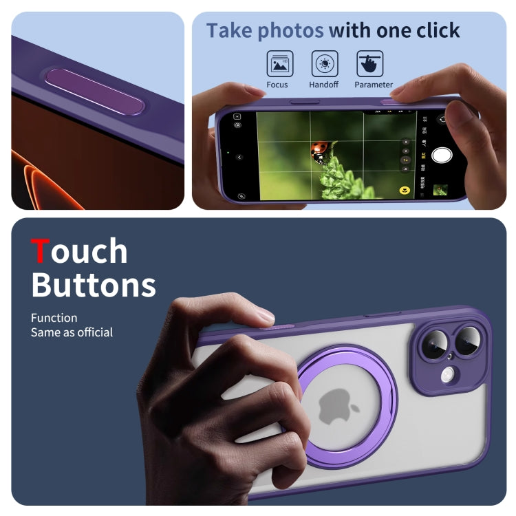 For iPhone 16 Plus Translucent Frosted MagSafe Rotating Holder Phone Case with AI Button
