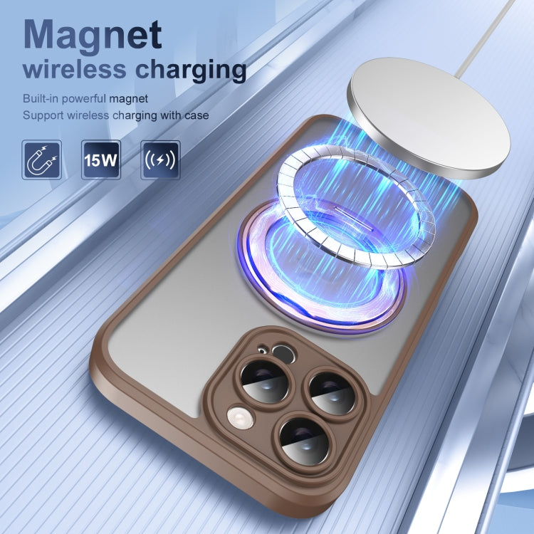 For iPhone 16 Pro Translucent Frosted MagSafe Rotating Holder Phone Case with AI Button
