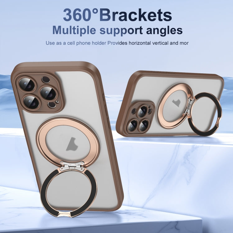 For iPhone 16 Pro Translucent Frosted MagSafe Rotating Holder Phone Case with AI Button