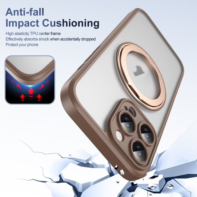 For iPhone 16 Pro Translucent Frosted MagSafe Rotating Holder Phone Case with AI Button