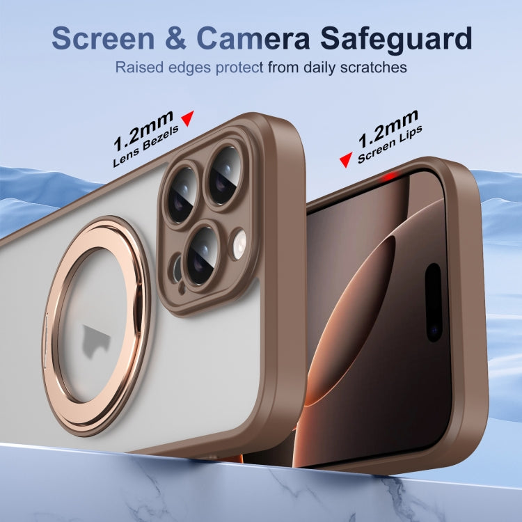 For iPhone 16 Pro Translucent Frosted MagSafe Rotating Holder Phone Case with AI Button