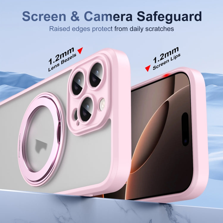 For iPhone 16 Pro Translucent Frosted MagSafe Rotating Holder Phone Case with AI Button
