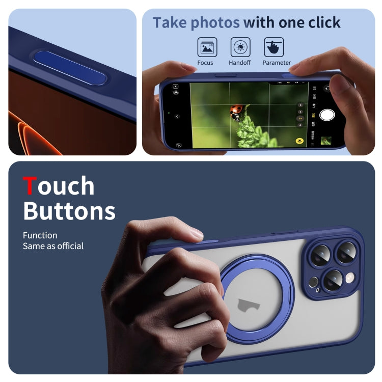 For iPhone 16 Pro Translucent Frosted MagSafe Rotating Holder Phone Case with AI Button