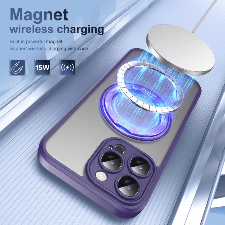 For iPhone 16 Pro Translucent Frosted MagSafe Rotating Holder Phone Case with AI Button