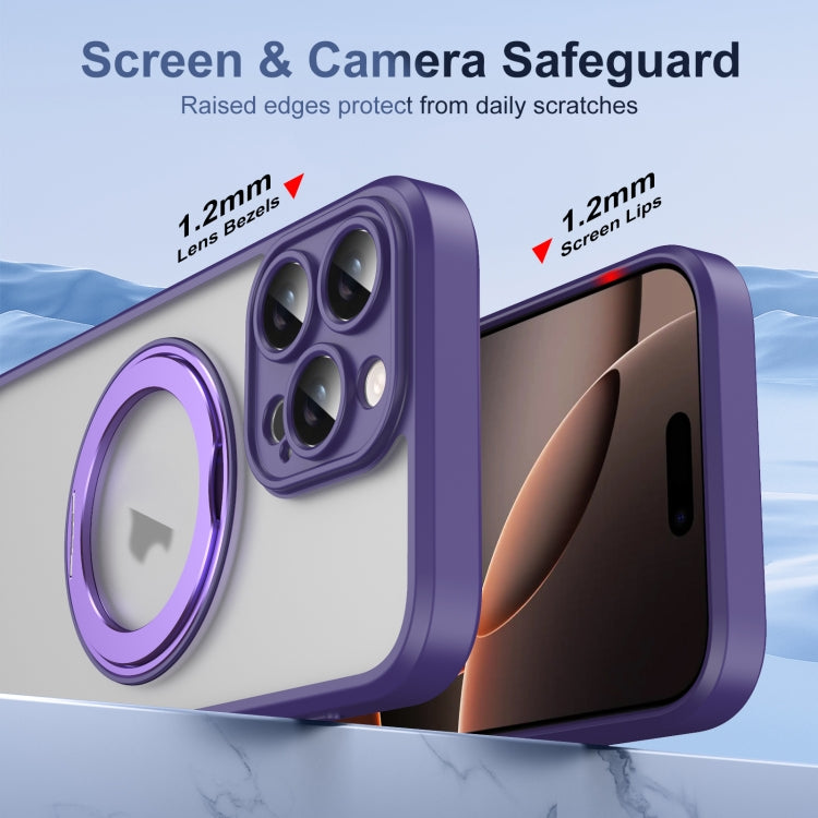 For iPhone 16 Pro Translucent Frosted MagSafe Rotating Holder Phone Case with AI Button