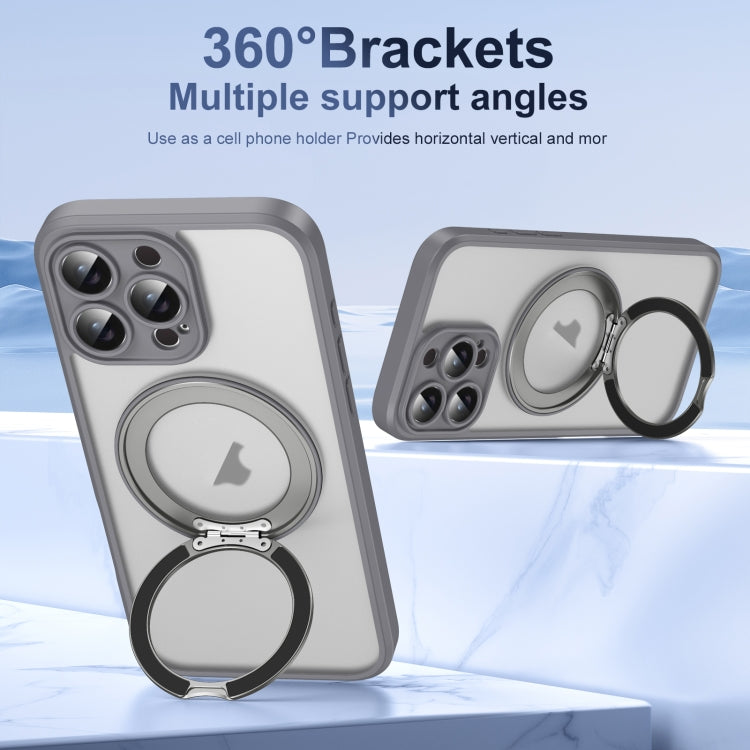 For iPhone 16 Pro Translucent Frosted MagSafe Rotating Holder Phone Case with AI Button