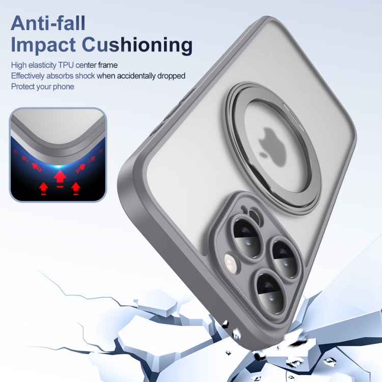 For iPhone 16 Pro Translucent Frosted MagSafe Rotating Holder Phone Case with AI Button
