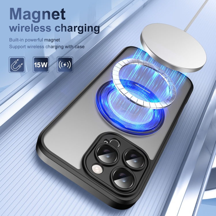 For iPhone 16 Pro Max Translucent Frosted MagSafe Rotating Holder Phone Case with AI Button