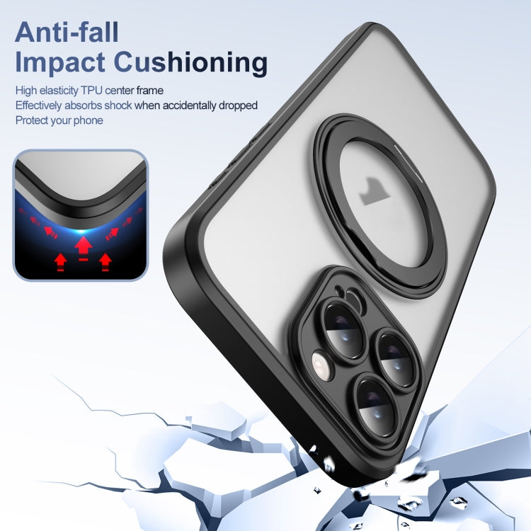 For iPhone 16 Pro Max Translucent Frosted MagSafe Rotating Holder Phone Case with AI Button