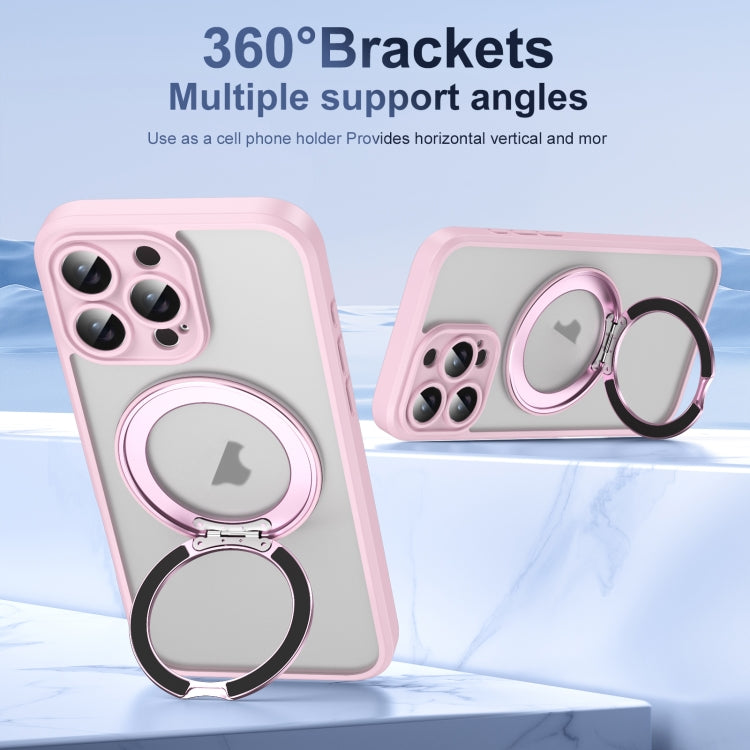For iPhone 16 Pro Max Translucent Frosted MagSafe Rotating Holder Phone Case with AI Button