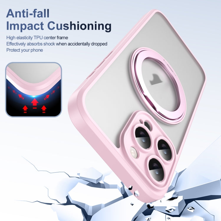 For iPhone 16 Pro Max Translucent Frosted MagSafe Rotating Holder Phone Case with AI Button