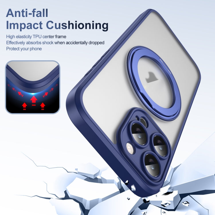 For iPhone 16 Pro Max Translucent Frosted MagSafe Rotating Holder Phone Case with AI Button