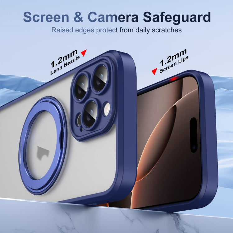 For iPhone 16 Pro Max Translucent Frosted MagSafe Rotating Holder Phone Case with AI Button