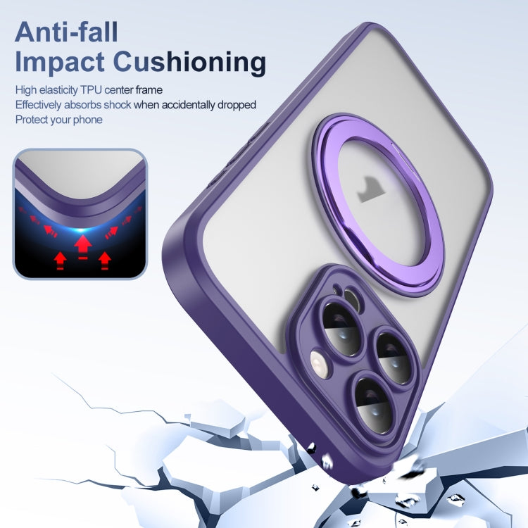 For iPhone 16 Pro Max Translucent Frosted MagSafe Rotating Holder Phone Case with AI Button