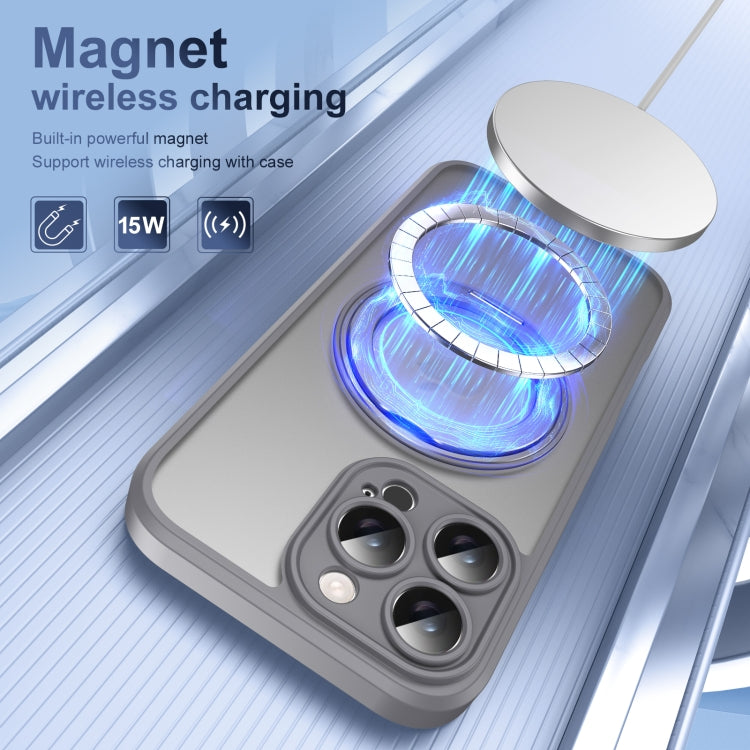 For iPhone 16 Pro Max Translucent Frosted MagSafe Rotating Holder Phone Case with AI Button