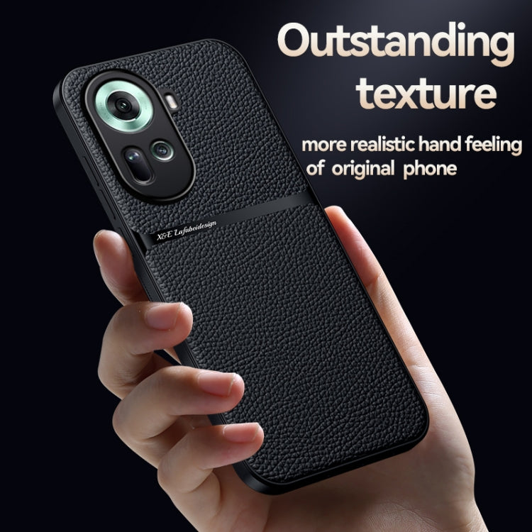For OPPO Reno11 Global Litchi Leather Magnetic Full Coverage Shockproof Phone Case
