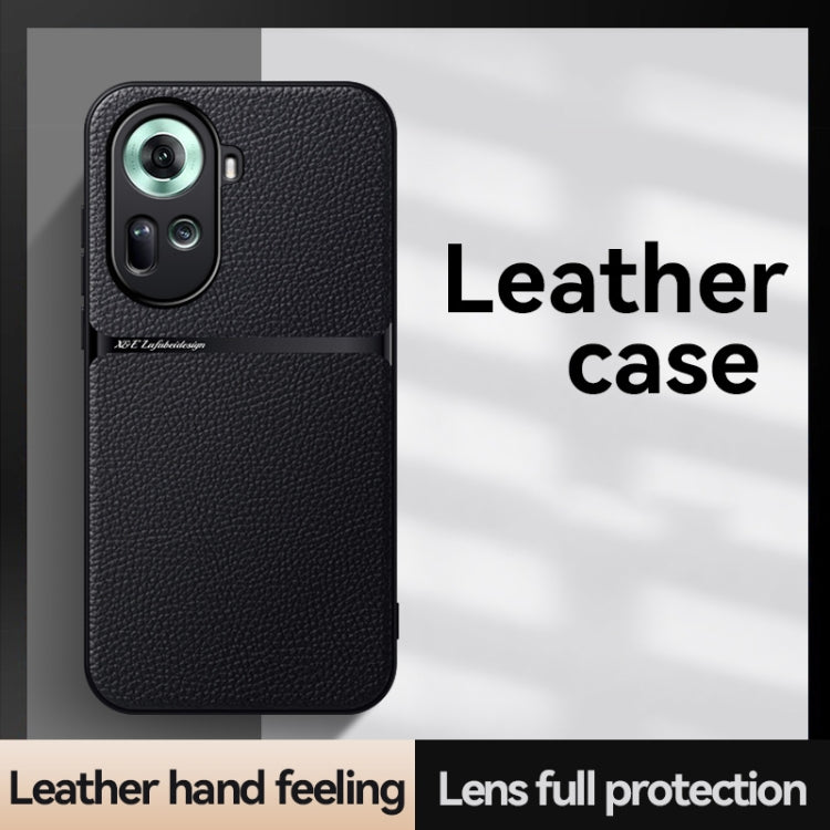 For OPPO Reno11 Global Litchi Leather Magnetic Full Coverage Shockproof Phone Case
