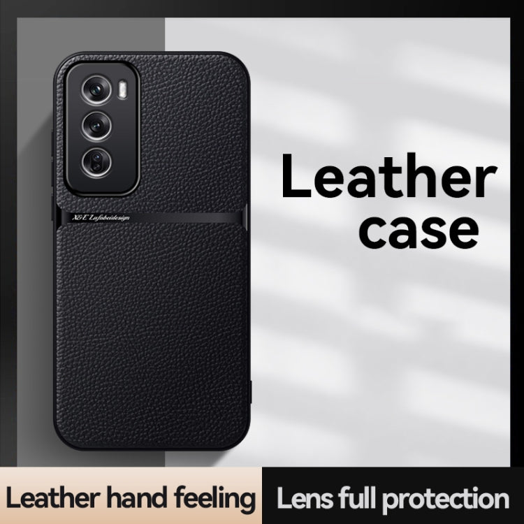 For OPPO Reno12 Global Litchi Leather Magnetic Full Coverage Shockproof Phone Case