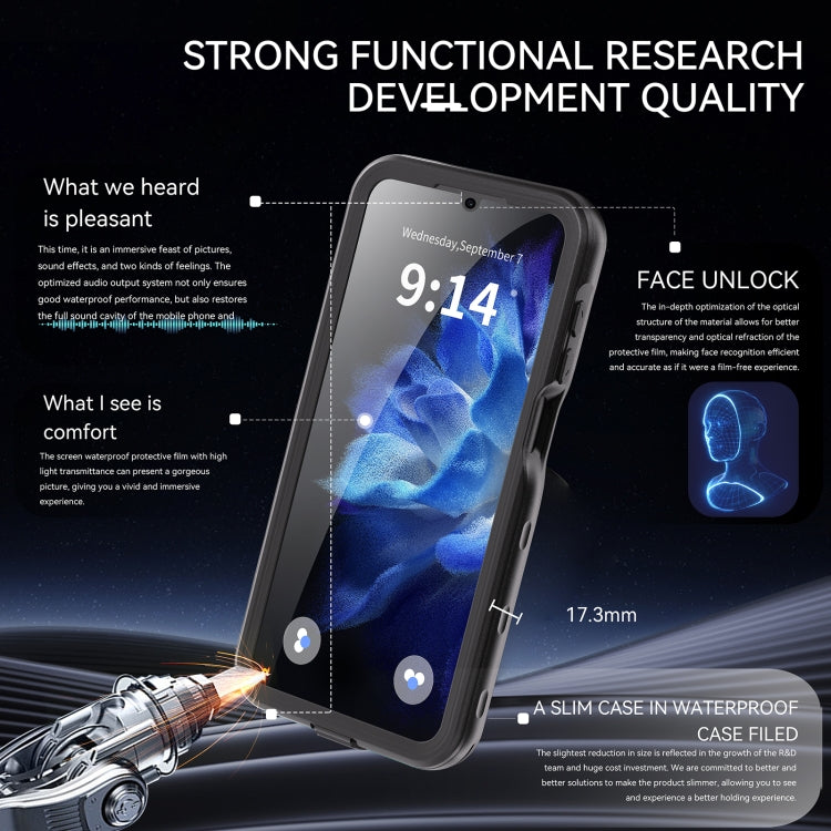 For Samsung Galaxy A16 5G / 4G RedPepper IP68 Waterproof PC Hybrid TPU Phone Case - Black