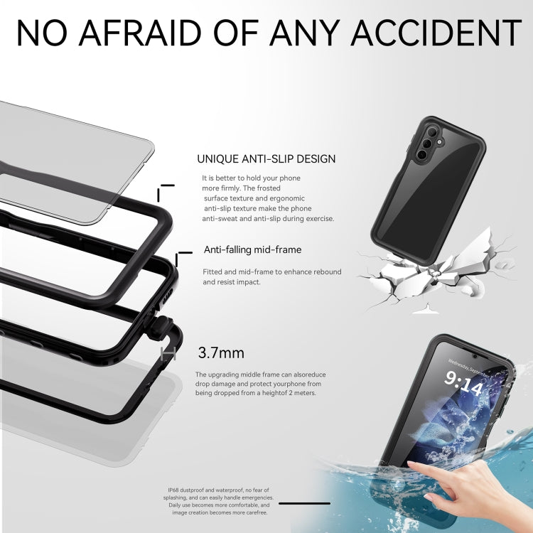 For Samsung Galaxy A16 5G / 4G RedPepper IP68 Waterproof PC Hybrid TPU Phone Case - Black