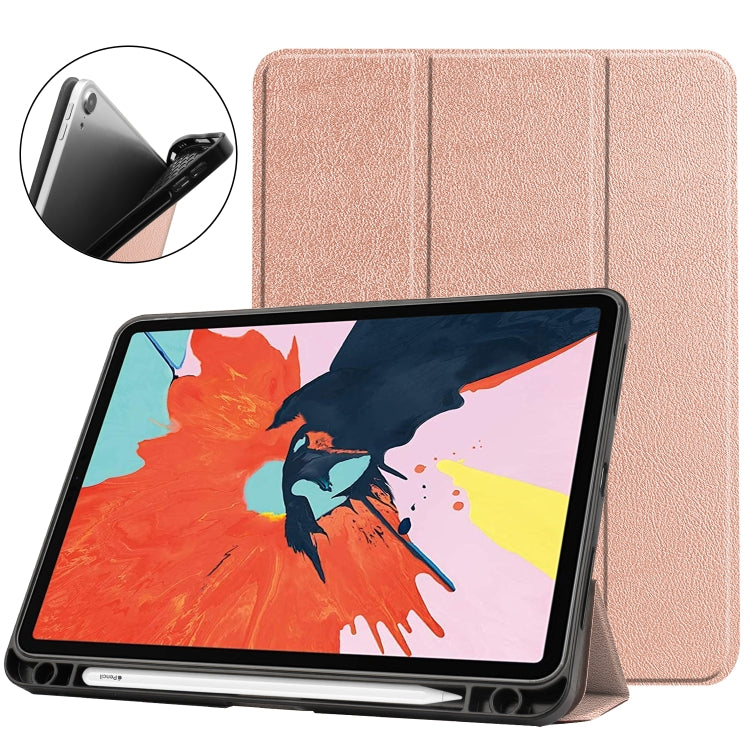 For iPad Air 2022 / 2020 10.9 Custer Texture TPU Horizontal Flip Leather Case with Sleep / Wake-up Function & Three-folding Holder & Pen Slot
