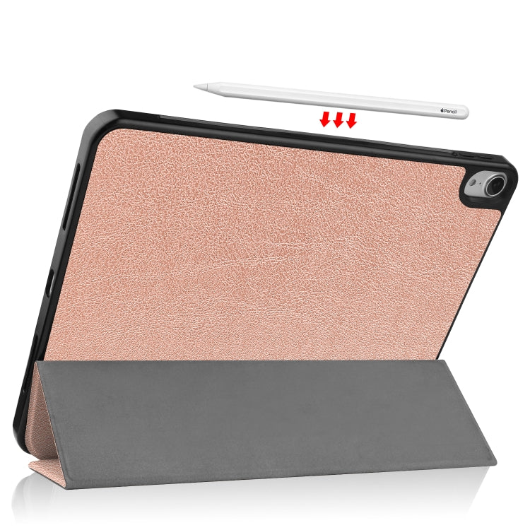 For iPad Air 2022 / 2020 10.9 Custer Texture TPU Horizontal Flip Leather Case with Sleep / Wake-up Function & Three-folding Holder & Pen Slot